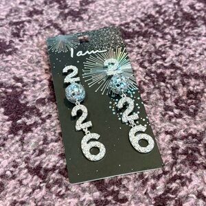 NEW * I Am CVS Silver Dangle Earrings Sparkle 2026 Bling Graduation Wedding Fun